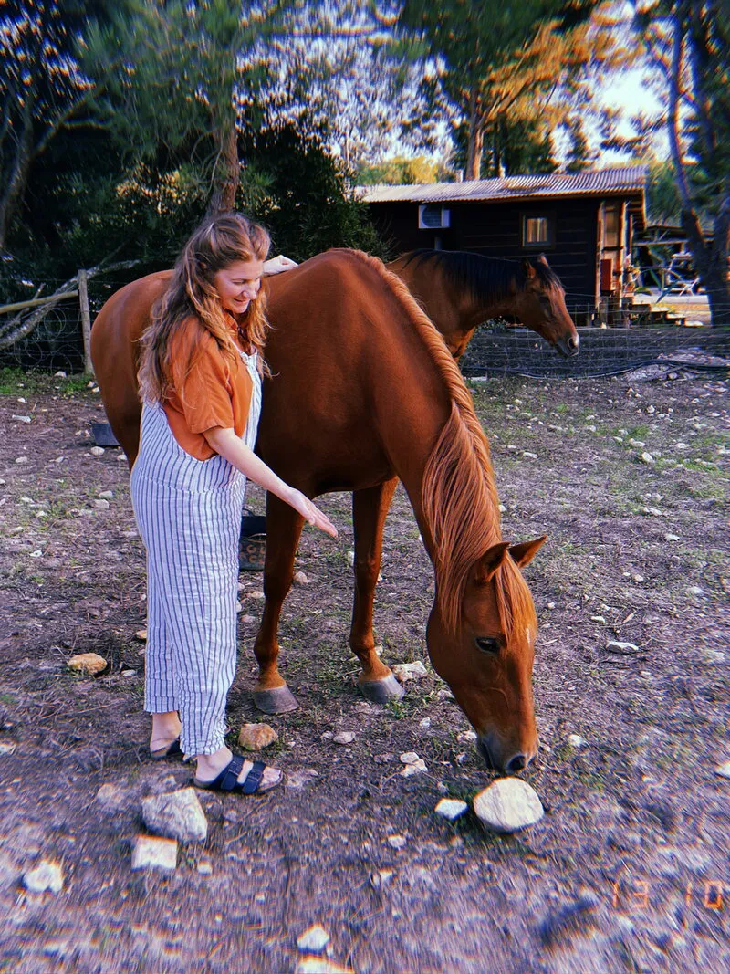 Sofia Martins with a horse at Casa Alma